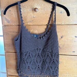 Express Elegant Brown Crochet Women’s Top